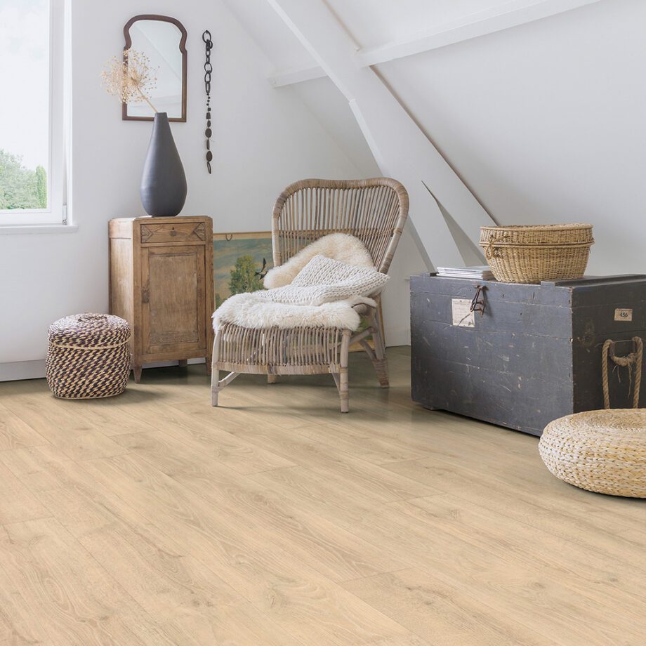 Laminaatparkett Quick-Step MAJESTIC WOODLAND OAK BEIGE (tamm, beež)