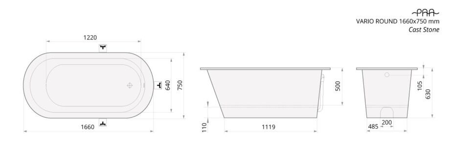 Vann PAA VARIO ROUND cast stone läikiv kivimassist vann