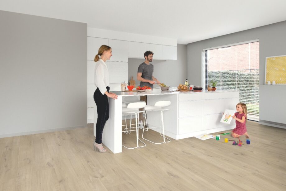 LVT Vinüülparkett QUICK STEP, Pulse Click Plus, Cotton oak beige, tamm, faasitud