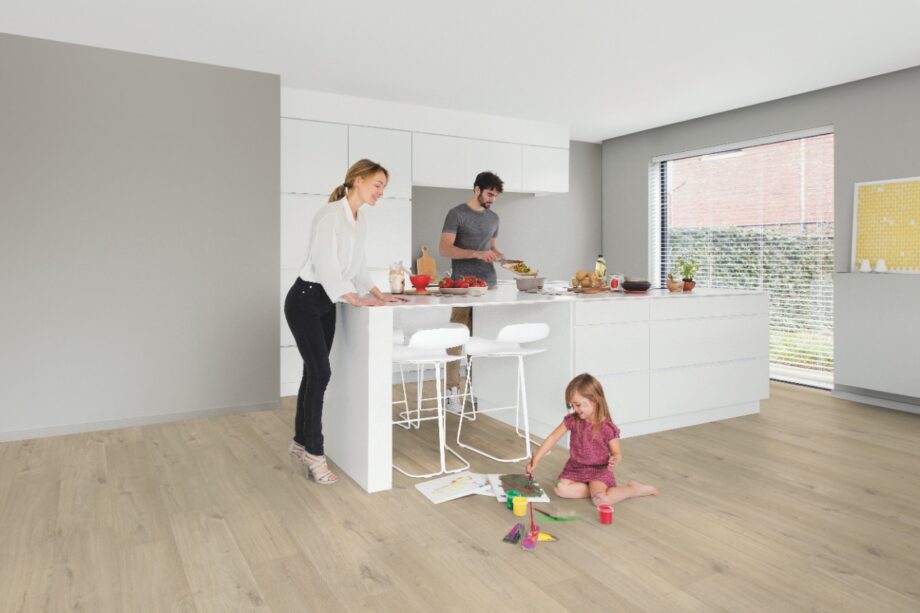 LVT Vinüülparkett QUICK STEP, Pulse Click Plus, Cotton oak beige, tamm, faasitud