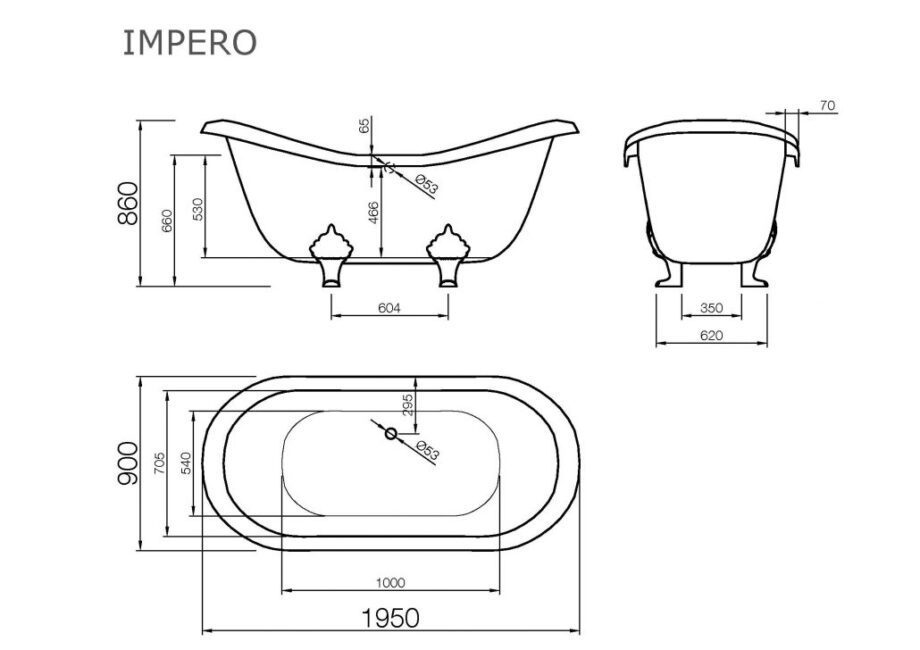 Vann Vispool Impero valgete jalgadega