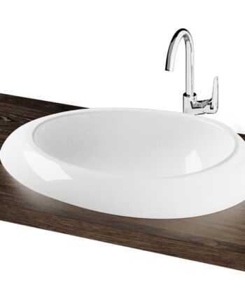 Valamu PAA ORGANIC IN läikiv kivimassist, uputatav, ülevooluta