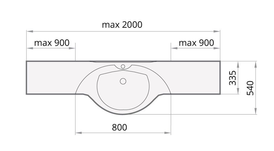 Valamu PAA BETA cast stone läikiv kivimassist 1501-2000 mm