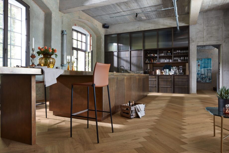 Kalasabaparkett Tamm Meister Lindura Classic Greige Oak, harjatud, ultra matt lakk – vaade 3