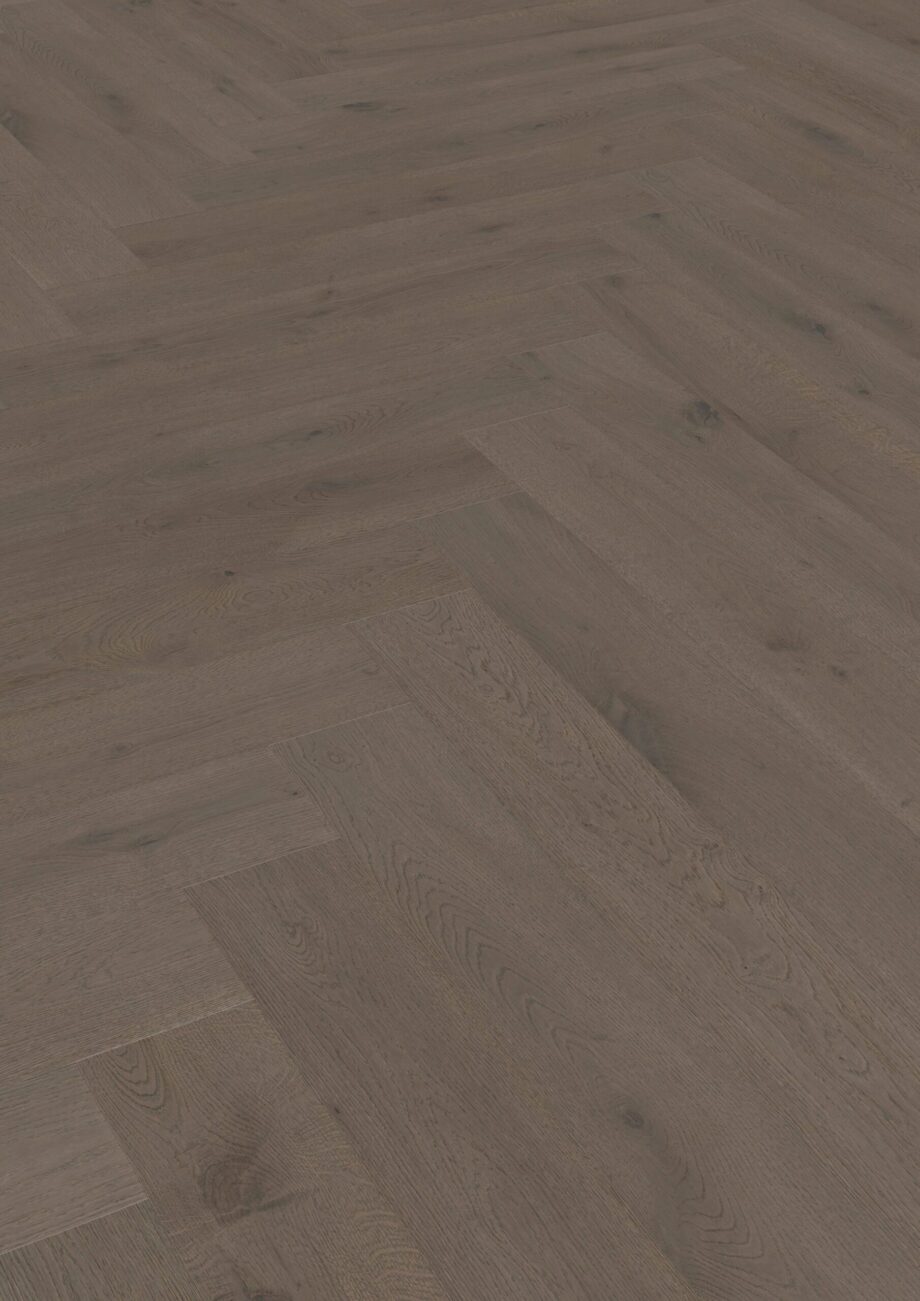 Parkett Tamm, ter Hürne, Oak basalt brown, kalasaba parkett, harjatud, faasitud, eriti matt lakk – vaade 2