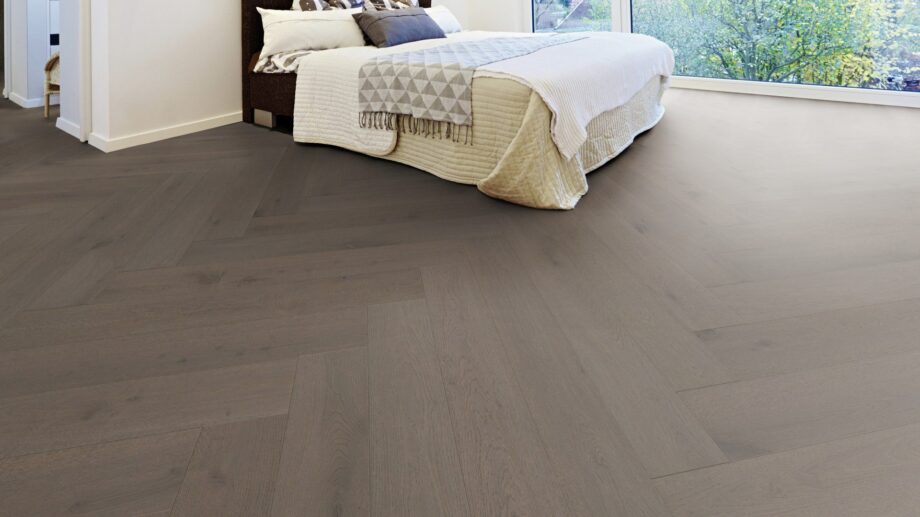 Parkett Tamm, ter Hürne, Oak basalt brown, kalasaba parkett, harjatud, faasitud, eriti matt lakk – vaade 5