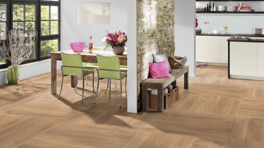 Parkett Tamm, ter Hürne, Oak light beige, harjatud, faasitud, naturaalõli – vaade 3