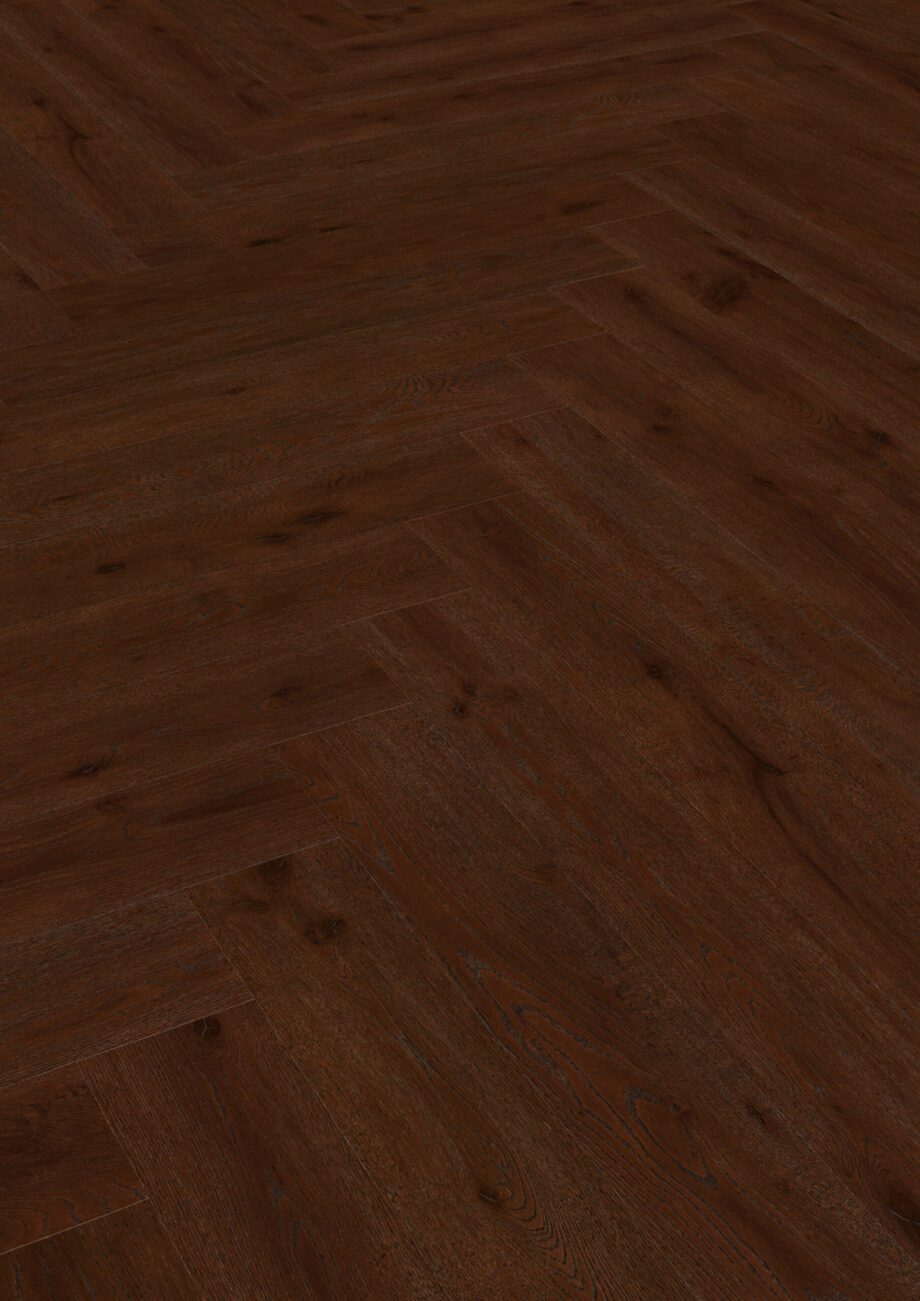 Parkett Tamm, ter Hürne, Oak red brown, kalasaba parkett, harjatud, faasitud, eriti matt lakk – vaade 2