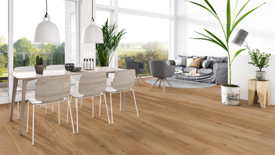 Parkett Tarkett, Pure, Tamm Rustic Plank, 1-lip, 2 külge mikrofaas, harjatud, Proteco Natura matt lakk – vaade 5