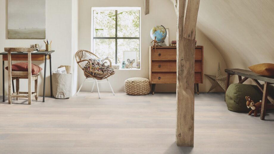 Parkett Tarkett, Shade, Tamm Cotton White (valge) Plank XT, 1-lip, 2 külge mikrofaas, peits ja Proteco Natura matt – vaade 4