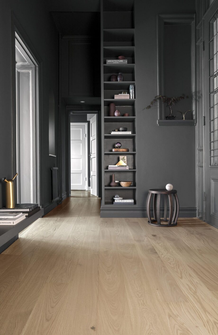 Parkett Tarkett, Shade, Tamm Soft Beige Plank, 1-lip, harjatud, 2 külge mikrofaas, Proteco Natura matt lakk – vaade 2