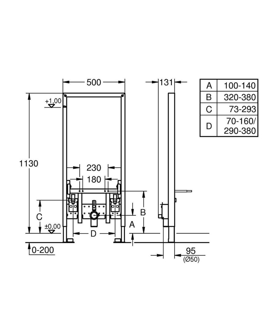 Seinasisene bidee paigaldusraam Grohe Rapid SL – vaade 3