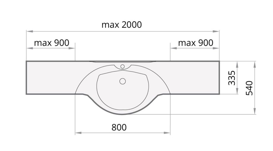 Valamu PAA BETA cast stone läikiv kivimassist 800-1000 mm – vaade 3