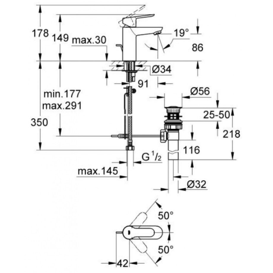 Vannitoa komplekt Grohe BauEdge, kroom – vaade 3