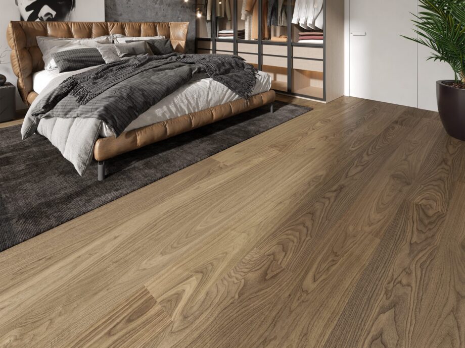 Parkett Ameerika pähkel, nova city pure line, 1-lip, harjatud, matt lakk 5% – vaade 2