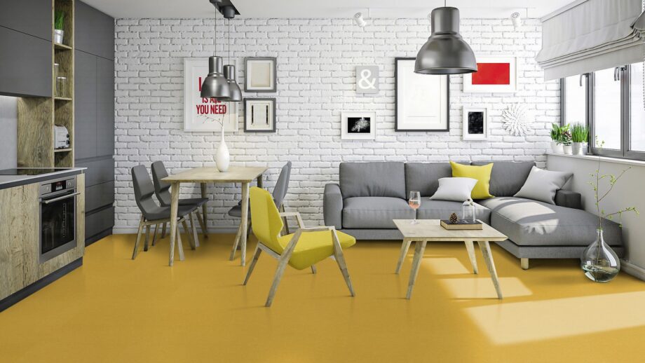 Linoleum Colorette Acoustic Plus 19 dB 0001 Banana Yellow – vaade 3 Linoleum Colorette Acoustic Plus 19 dB 0001 Banana Yellow – vaade 3