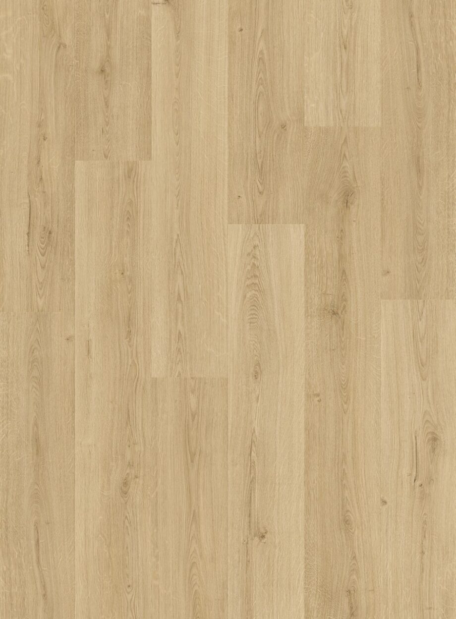 Vinüülparkett Quick-Step Bloom Botanic Beige õrnalt heledatud tamme toonige kergelt rustikaalse tammest põrandalaua disainiga