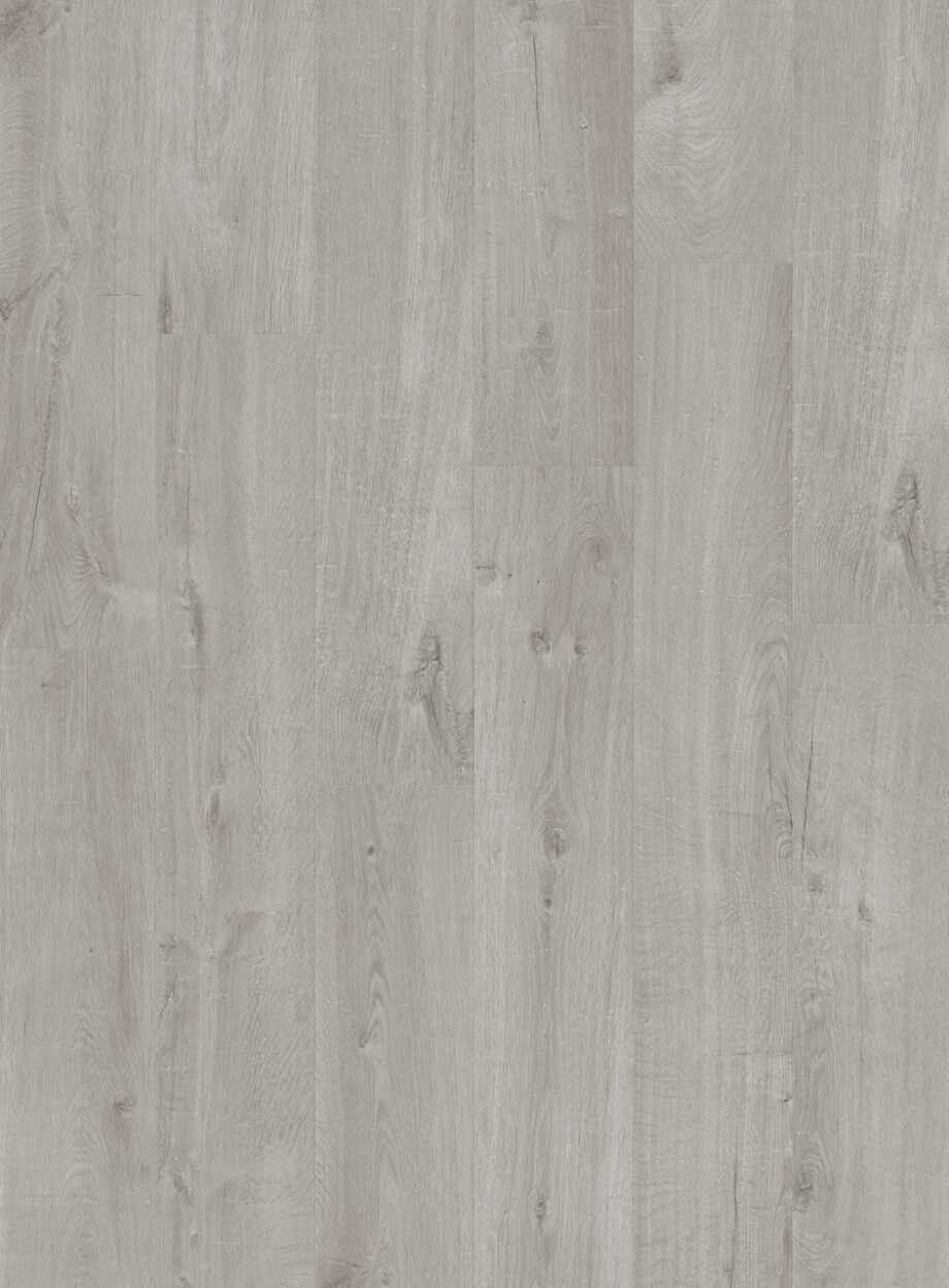 vinüülparkett-quick-step-bloom-cotton-oak-cold-grey Vinüülparkett Quick-Step Bloom Cotton Oak Cold Grey helehalli tooni ja rustikaalse tammelaua disainiga