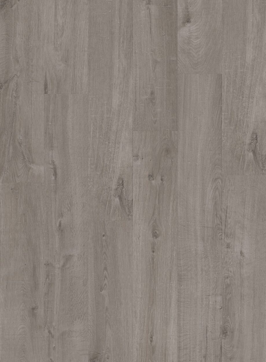 vinüülparkett-quick-step-bloom-cotton-oak-cozy-grey Vinüülparkett Quick-Step Bloom Cotton Oak Cozy Grey. Hall toon ja disainilt rustikaalne tammelaud.