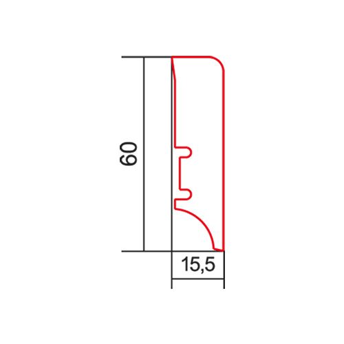 Spoonliist tamm Terra P6P, 60x16x2200 mm
