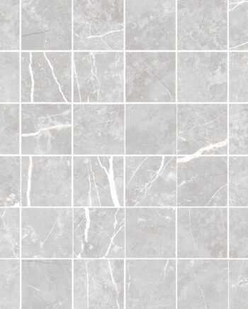 Marmorefektiga matt mosaiikplaat Tau Elite Silver 5x5, 30x30 cm, hõbehall