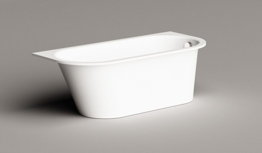 Sisseehitatav kivivann PAA VARIO L AD 166x75 cm, ümarad nurgad A ja D, läikiv kivimass