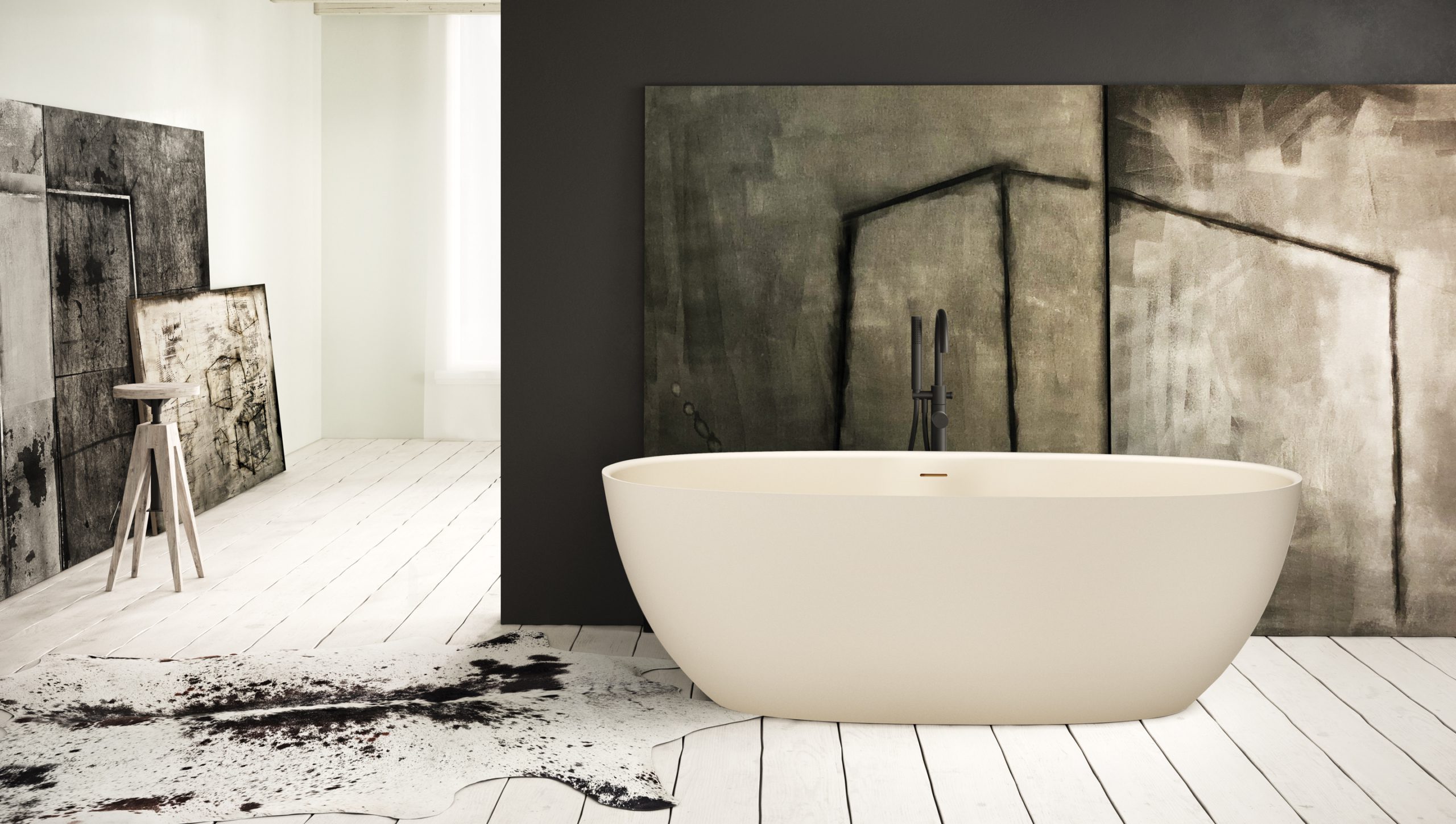 Eraldiseisev kivivann PAA BELLA 170x80 cm, matt Silkstone