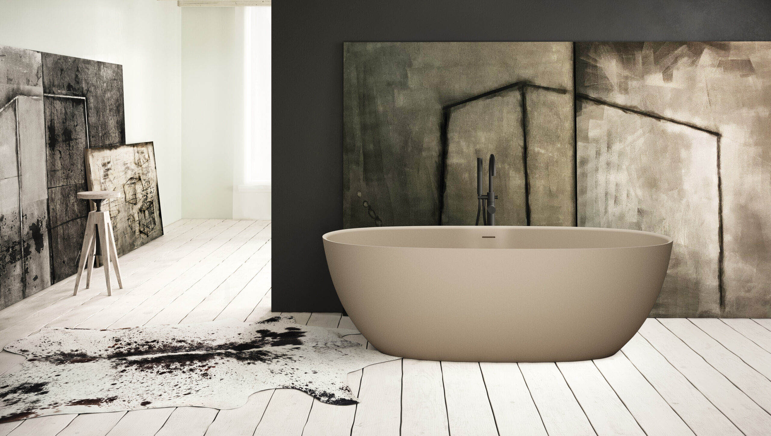 Eraldiseisev kivivann PAA BELLA 170x80 cm, matt Silkstone