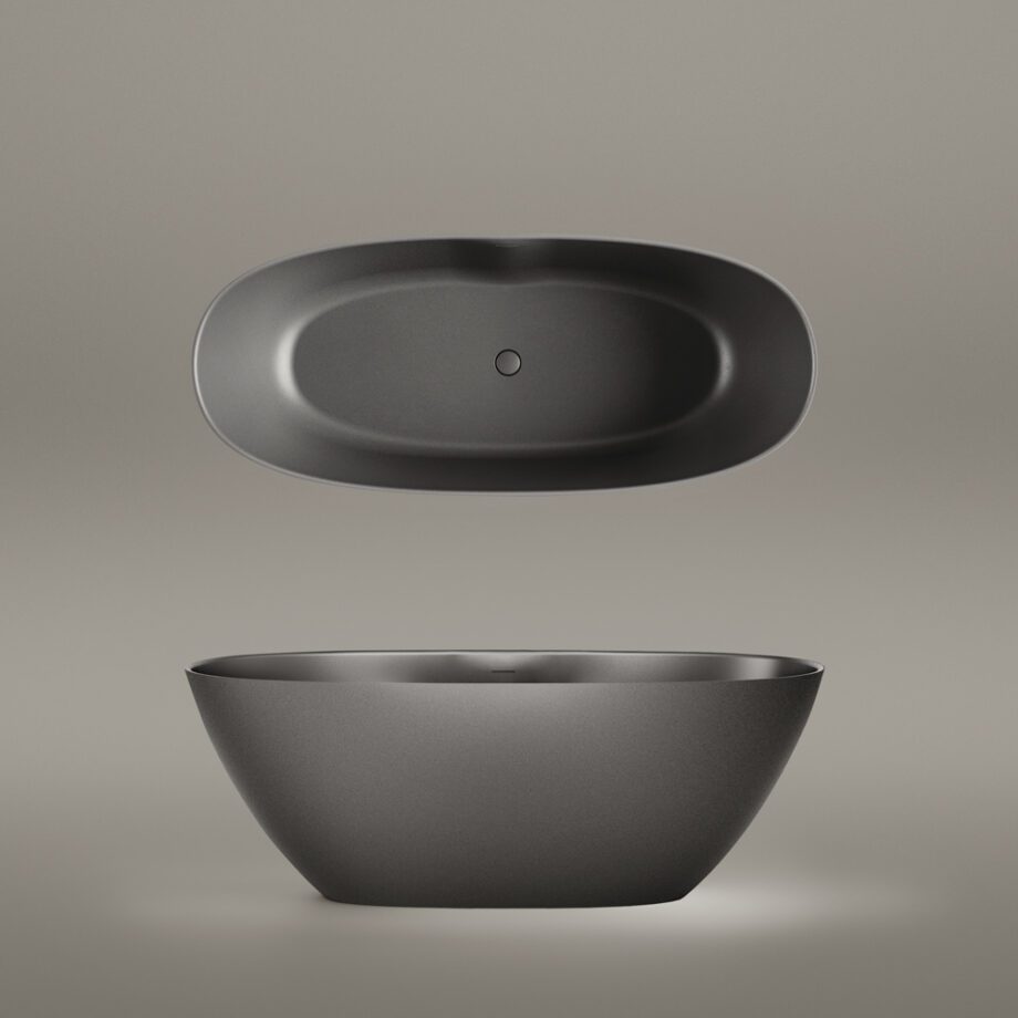 Must eraldiseisev kivivann PAA PERLA 175 175×76 cm, Graphite, matt 3 Must eraldiseisev kivivann PAA PERLA 175 175x76 cm, Graphite, matt