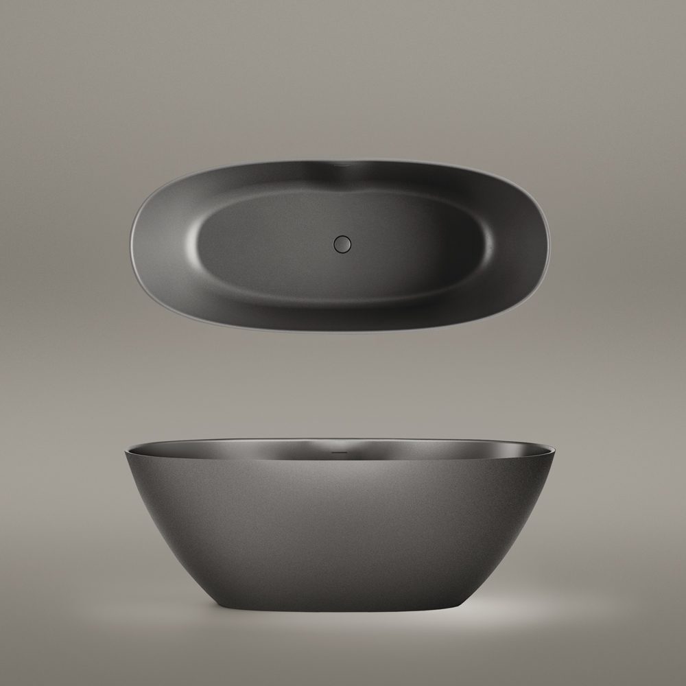Must eraldiseisev kivivann PAA PERLA 175 175x76 cm, Graphite, matt