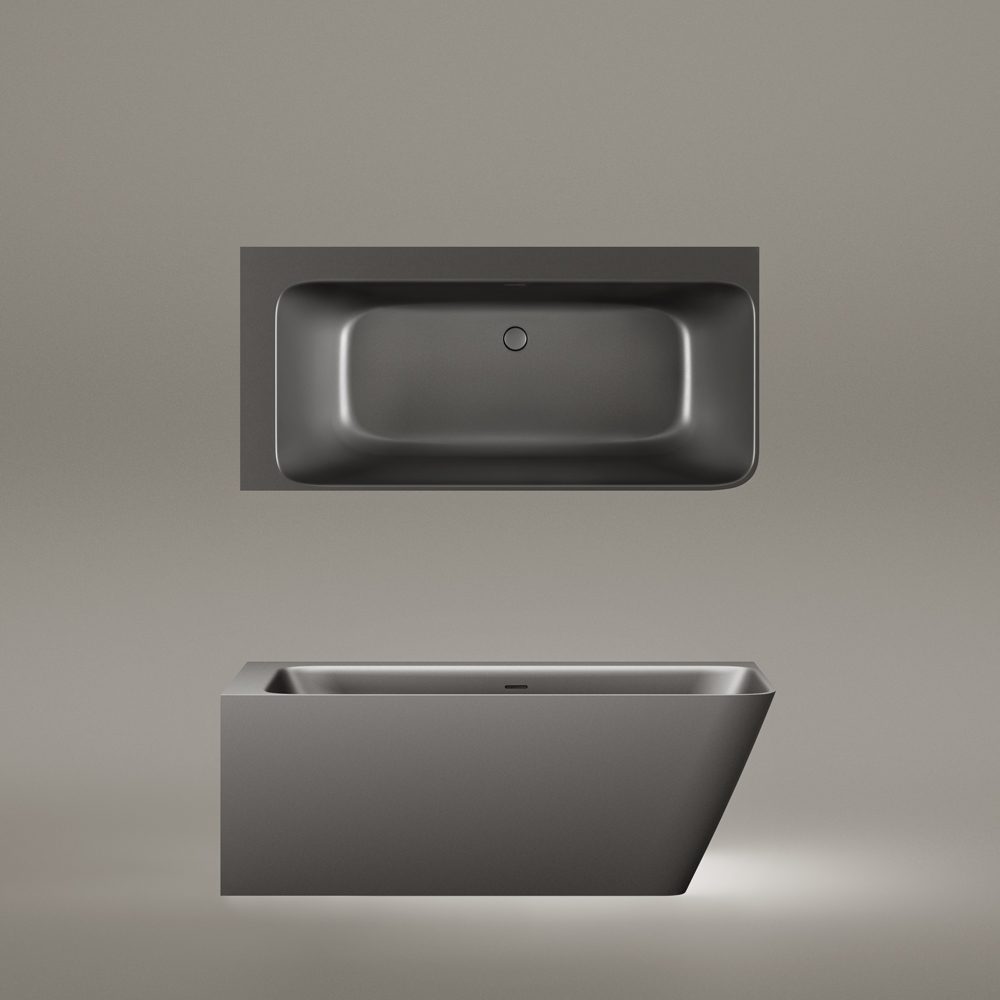 Must nurgavann PAA QUADRO CORNER D 160x75 cm, parempoolne, Graphite, matt