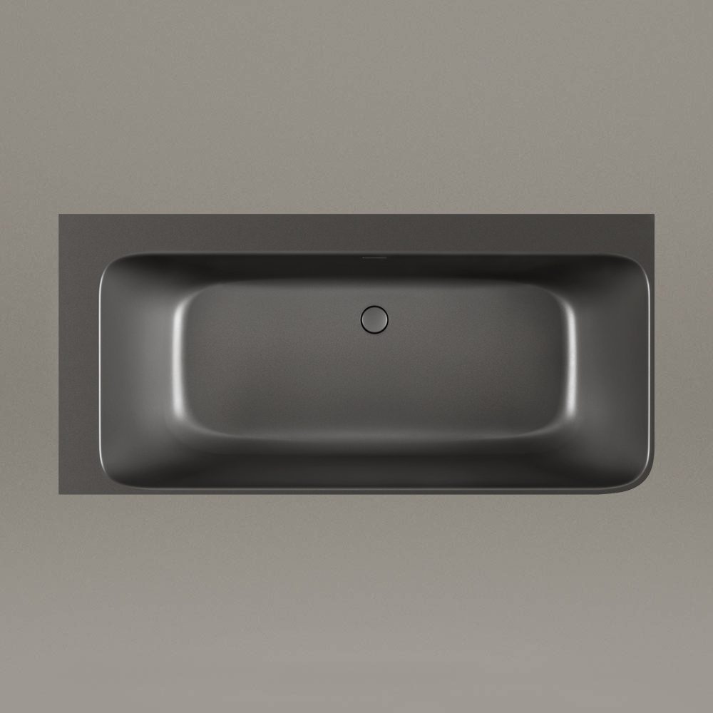Must nurgavann PAA QUADRO CORNER D 160x75 cm, parempoolne, Graphite, matt