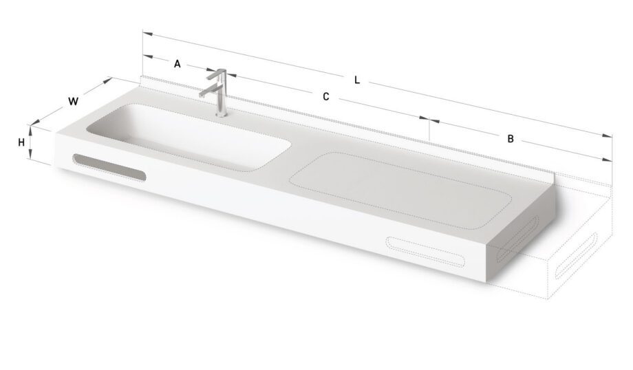 Tööpinnaga valamu mõõdu järgi PAA QUADRO MTM, Silkstone Tööpinnaga valamu mõõdu järgi PAA QUADRO MTM, Silkstone