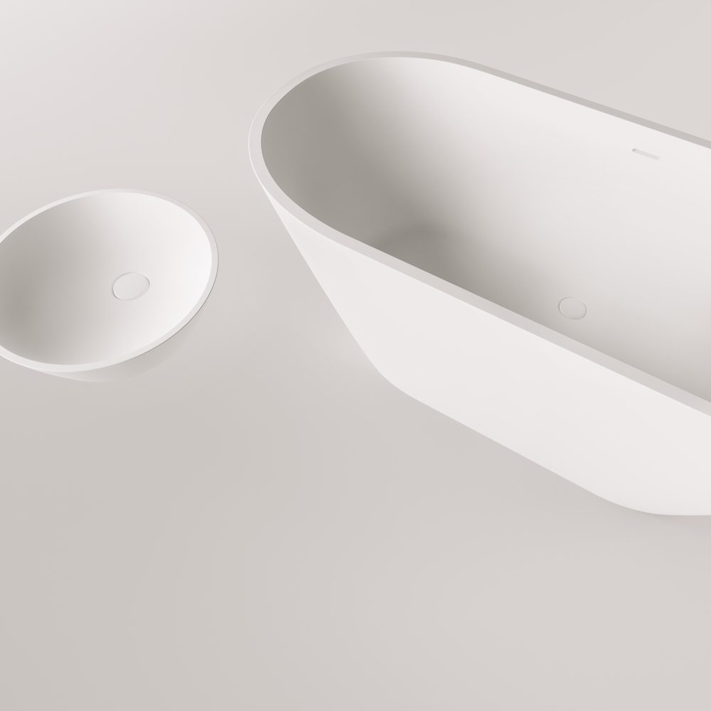 Eraldiseisev kivivann PAA DECO NUDO 166x72,5 cm, matt Silkstone