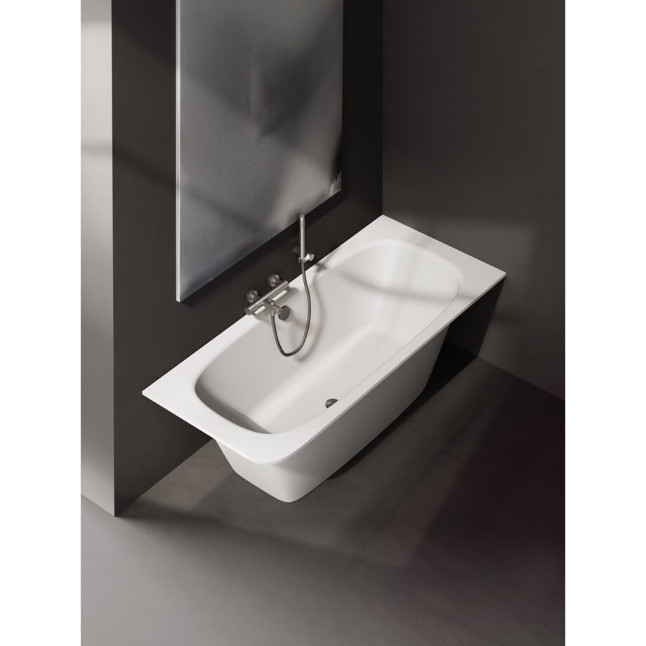 Sisseehitatav kivivann PAA SMART 170 A 170x75 cm, ümar nurk A, läikiv kivimass