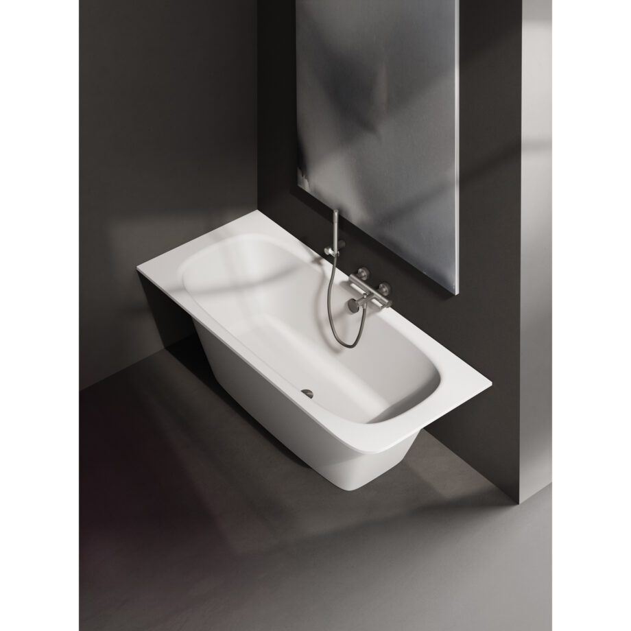 Sisseehitatav kivivann PAA SMART 170 D 170x75 cm, ümar nurk D, läikiv kivimass