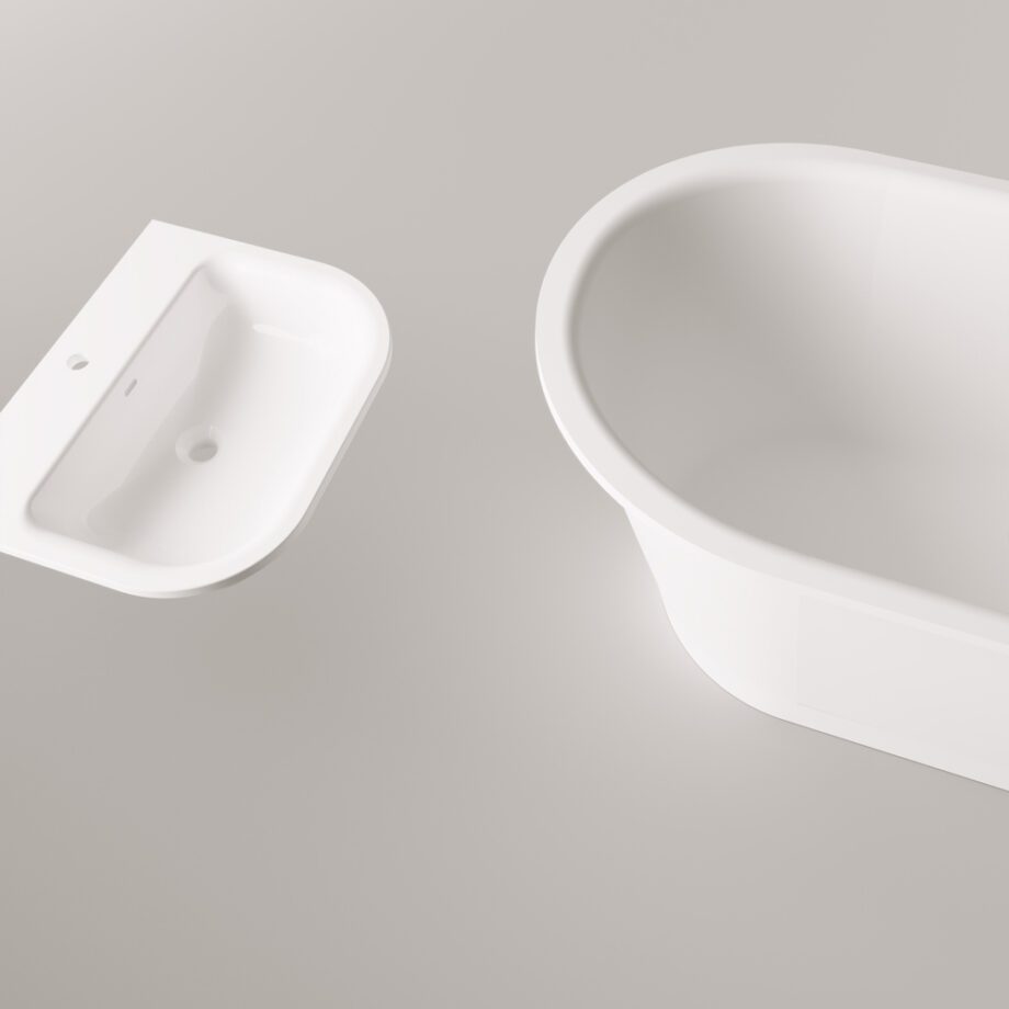 Eraldiseisev kivivann PAA VARIO XL ABCD 175x80 cm, kõik nurgad ümarad, läikiv kivimass