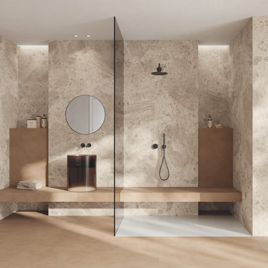 Suur keraamiline plaat kivimustriga ABK Era Blooming Beige, 120x280 cm, 6 mm, matt (naturale)