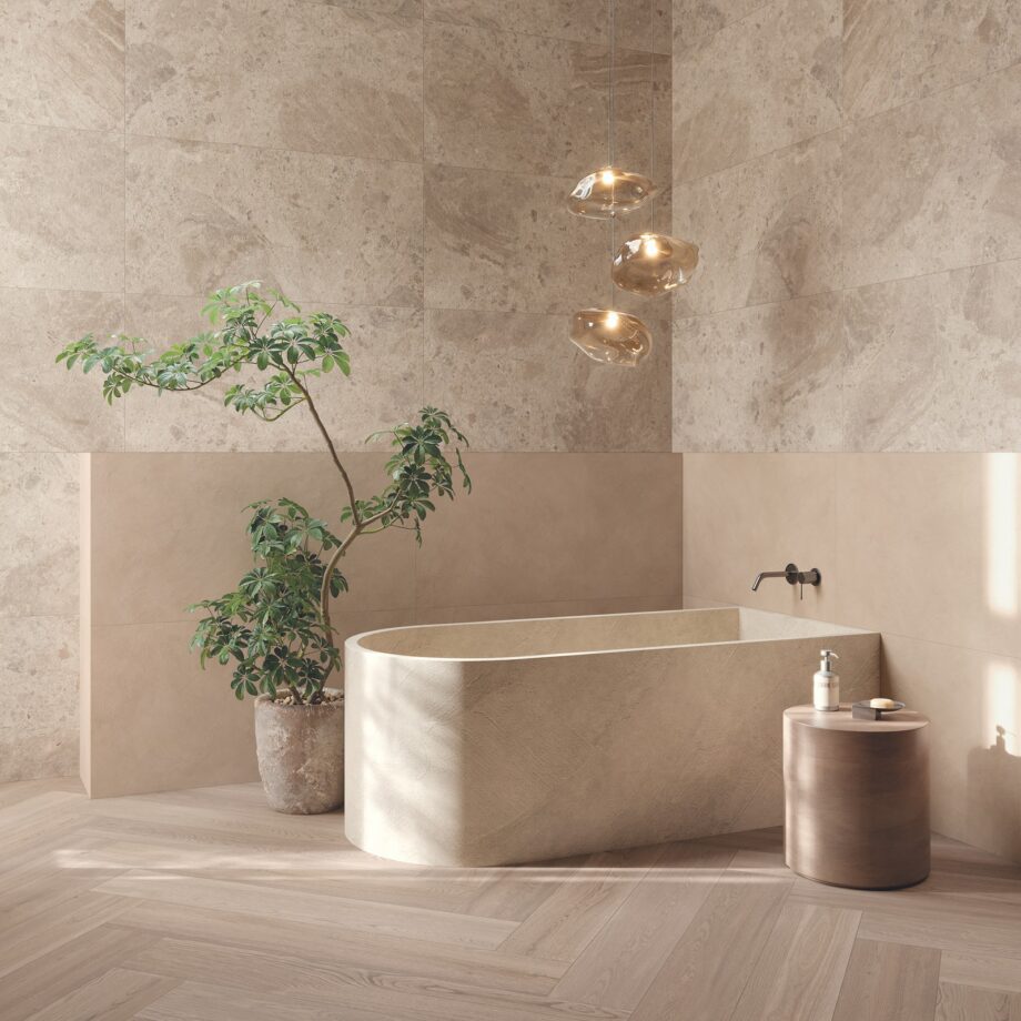Kivimustriga terrassiplaat ABK Era Blooming Taupe, 80x80 cm, 20 mm, välitingimustesse, libisemiskindel R11