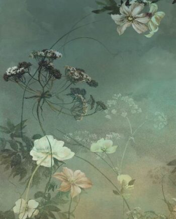 Mustriline suur keraamiline dekoorplaat ABK Wide&Style Country Flowers Green A, 160x320 cm, 6 mm, matt