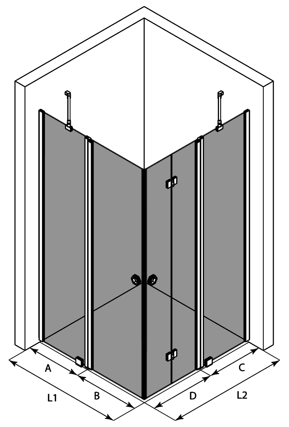 Dušinurk Hietakari Forma 380 – 3D-joonis