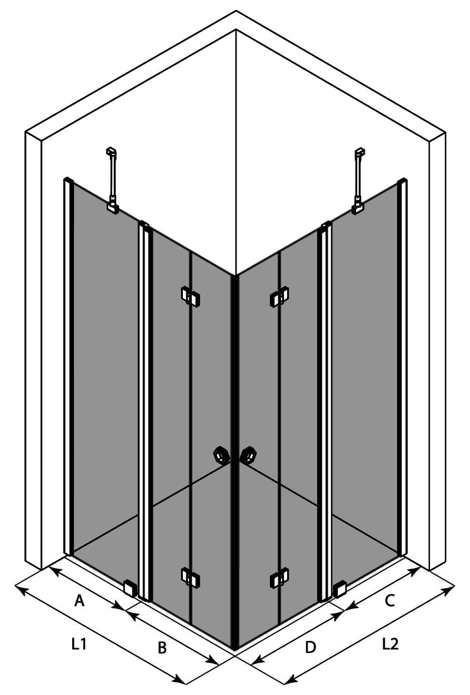 Dušinurk Hietakari Forma 381 – 3D-joonis