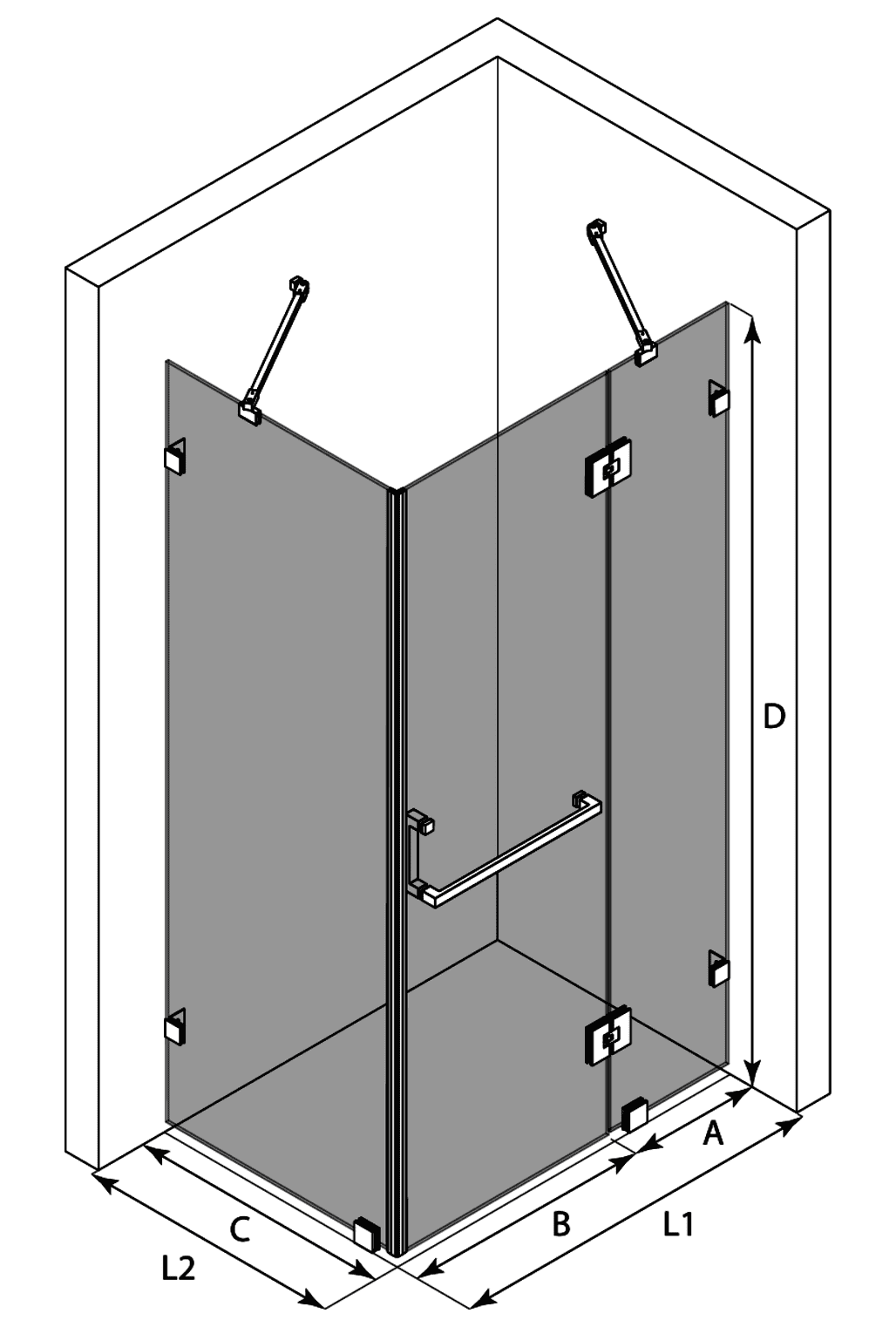 Dušinurk Hietakari Vetro 526 – 3D-joonis