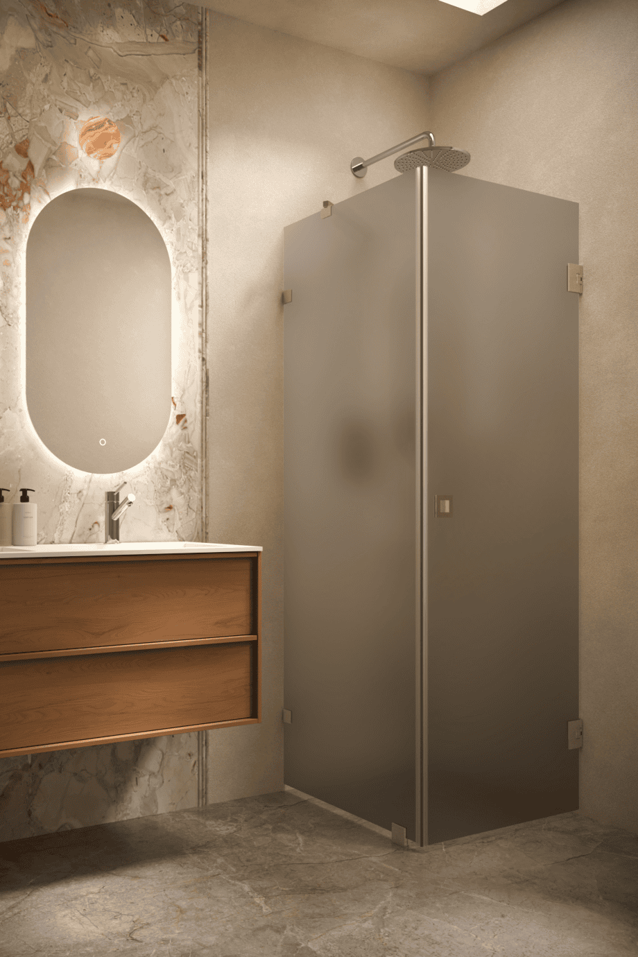 Dušinurk Hietakari Vetro 540, messingfurnituur, hall satiinklaas Dušinurk Hietakari Vetro 540, messingfurnituur, hall satiinklaas
