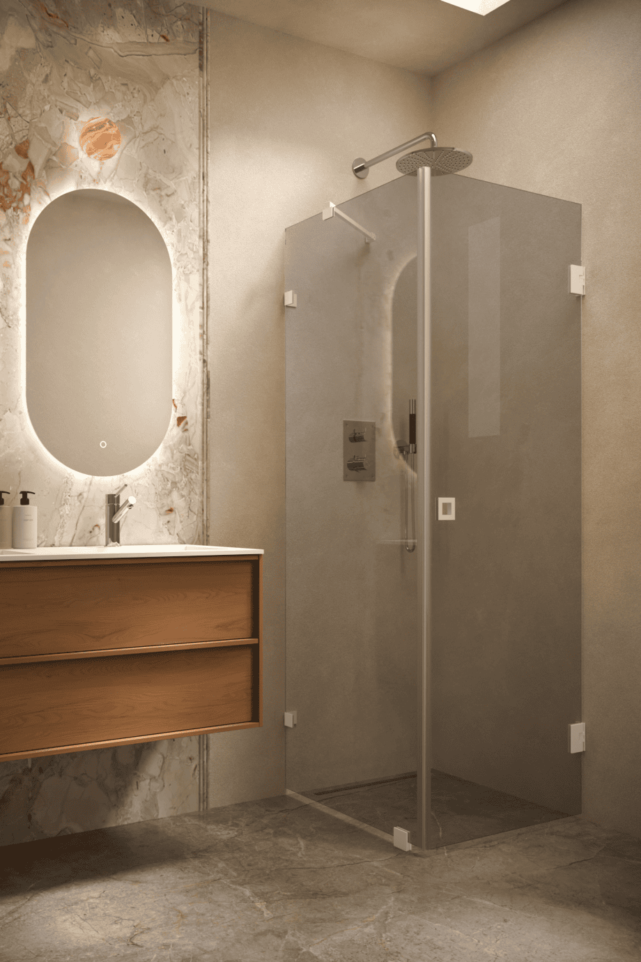Dušinurk Hietakari Vetro 540, valge furnituur, hall toonklaas Dušinurk Hietakari Vetro 540, valge furnituur, hall toonklaas