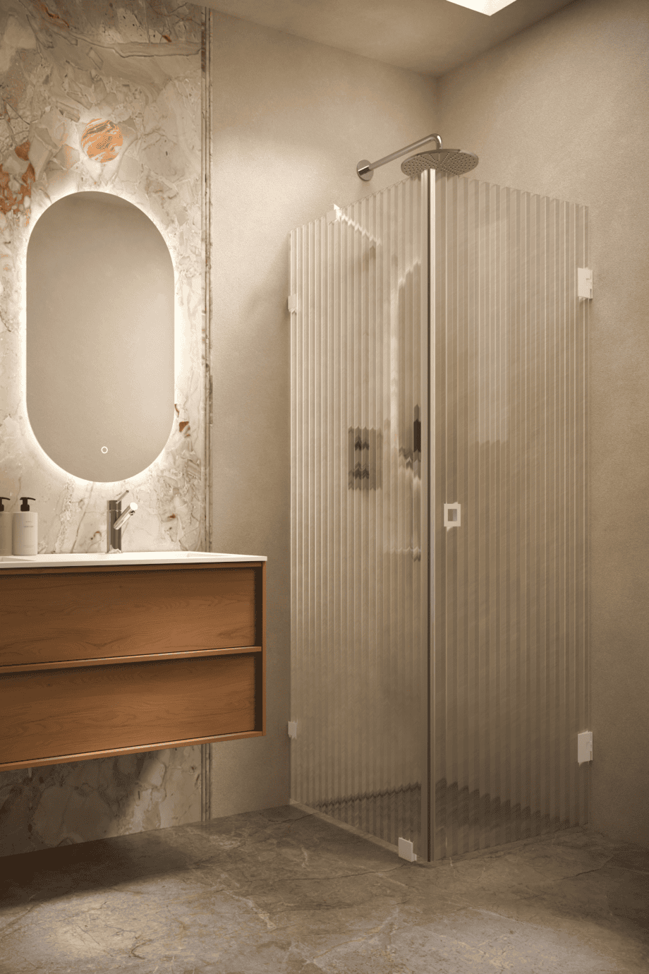 Dušinurk Hietakari Vetro 540, valge furnituur, Reeded soonikklaas Dušinurk Hietakari Vetro 540, valge furnituur, Reeded soonikklaas