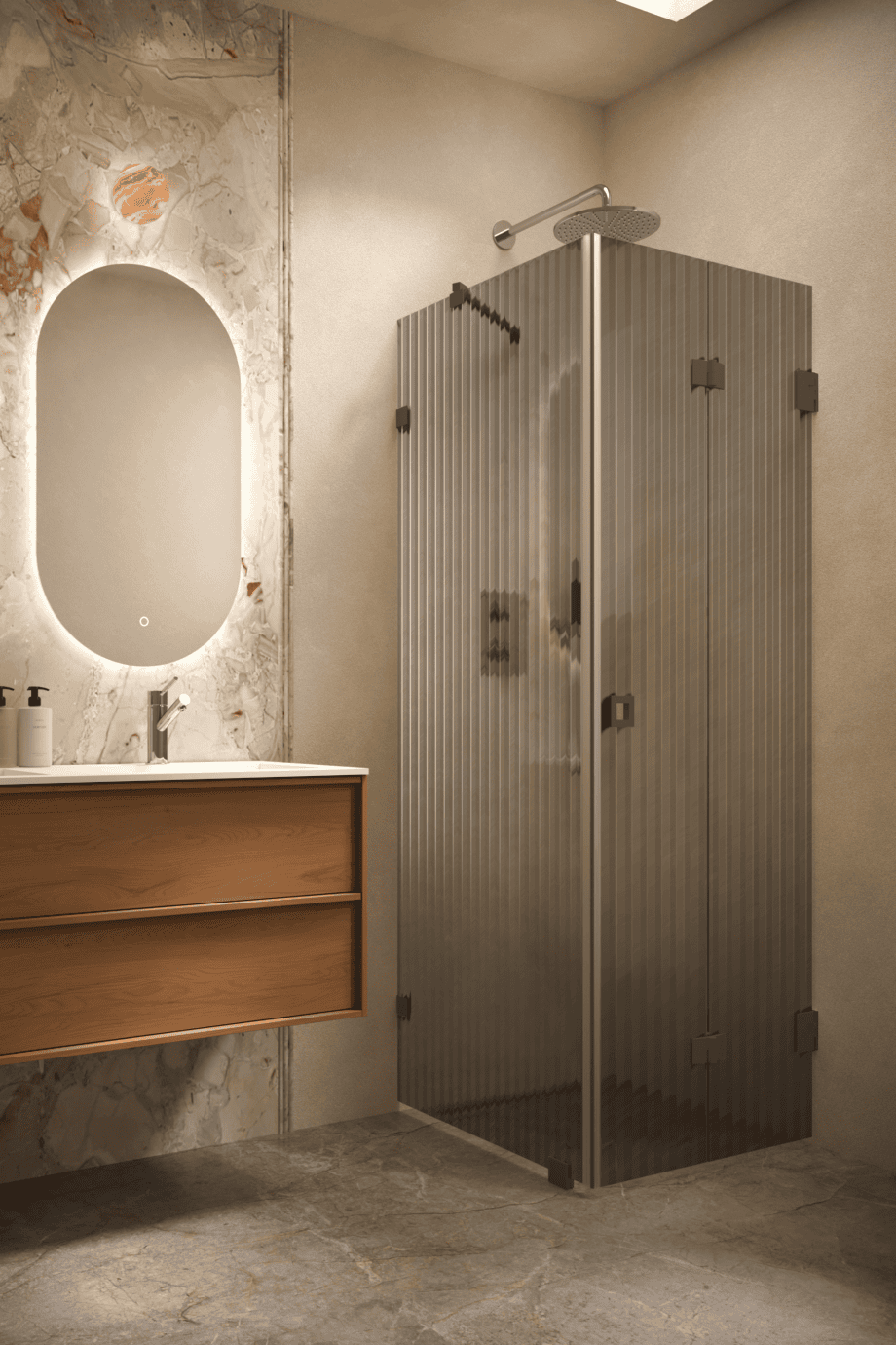 Dušinurk Hietakari Vetro 541, Cocoa furnituur, hall Reeded soonikklaas