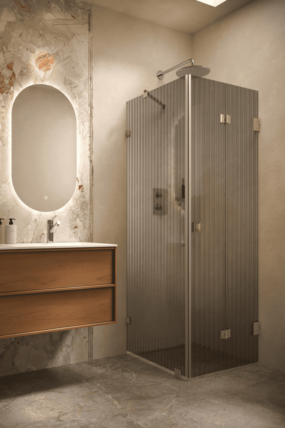 Dušinurk Hietakari Vetro 541, messingfurnituur, hall Reeded soonikklaas