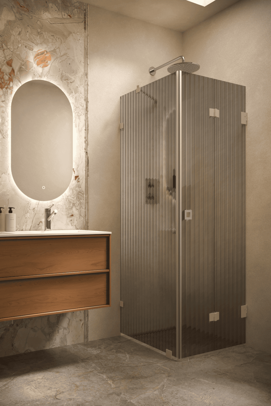 Dušinurk Hietakari Vetro 541, Sand furnituur, hall Reeded soonikklaas