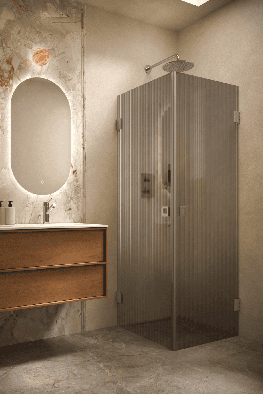 Dušinurk Hietakari Vetro 543, harjatud furnituur, hall Reeded soonikklaas Dušinurk Hietakari Vetro 543, harjatud furnituur, hall Reeded soonikklaas